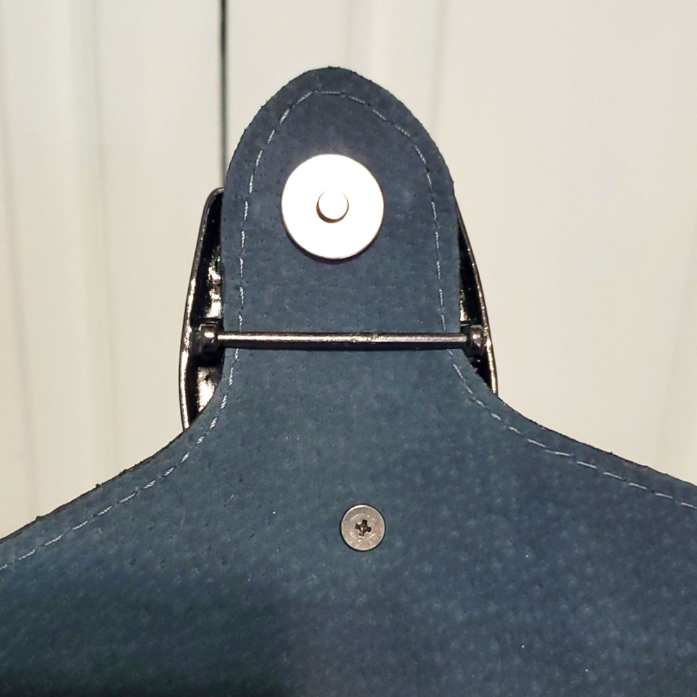 🇮🇹Borse In Pelle Gray Genuine Leather Snake-Embossed Shoulder/Crossbody Bag - Picture 13 of 16
